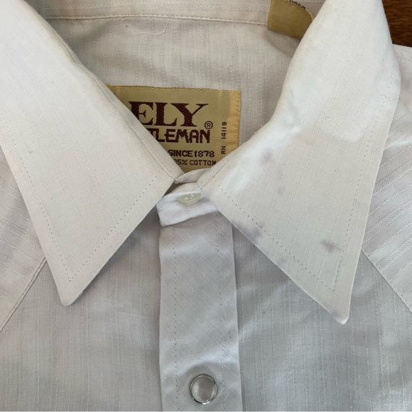 COPY - Vintage Ely Cattleman Fused Collar Western Shirt - White - Picture 6 of 8